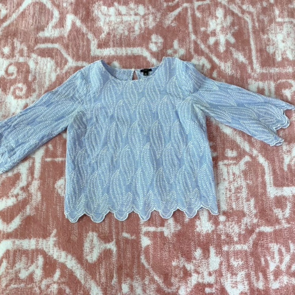 Scalloped, Pin Striped Blouse